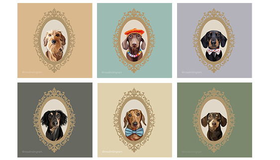 Sausage dog digital portraits