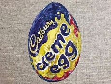 Acrylic painting of a Cadbury creme egg
